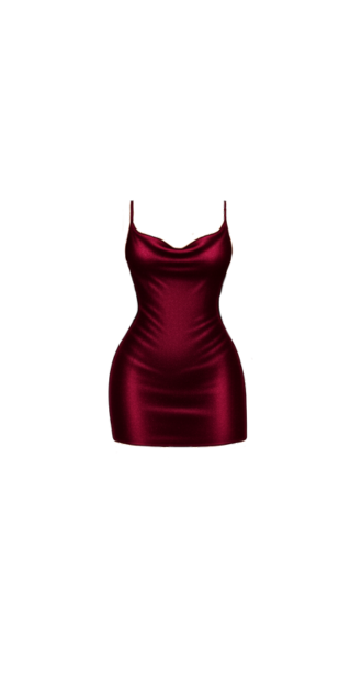 Wine Cowl Neck Mini Dress