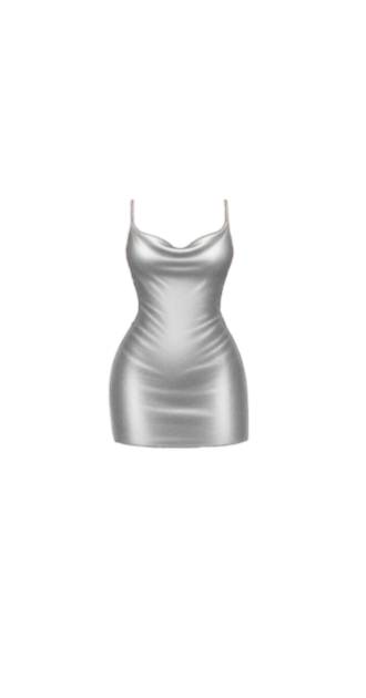 Silver Cowl Neck Mini Dress