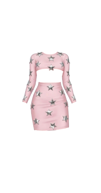 Star-Studded Pink Two-Piece Set