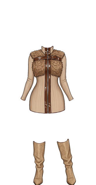 Fur Trim Sweater Mini Dress