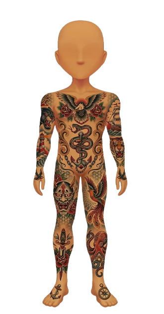 Traditional Tattoo Male Skin - Full Body