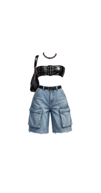 Cargo shorts and buckle top outfit