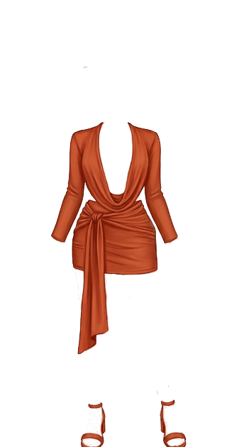 orange vneck dress