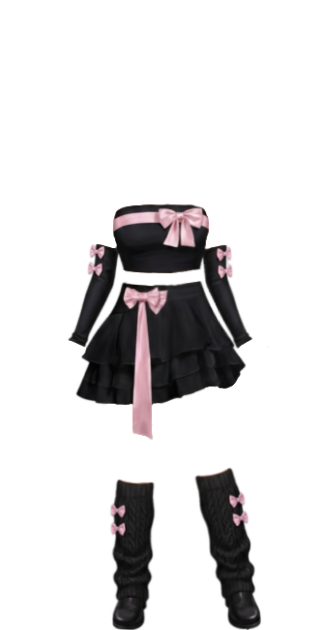 Black Set With Pink Satin Bows