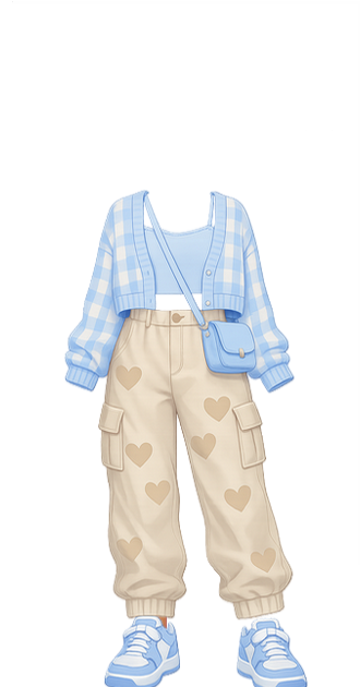 Blue Cardigan and Cargo Pants