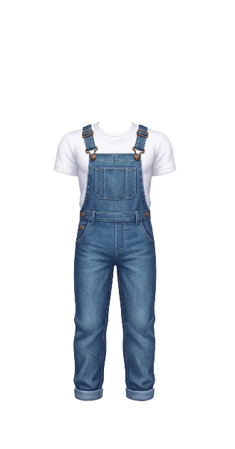 White T-Shirt with Overalls