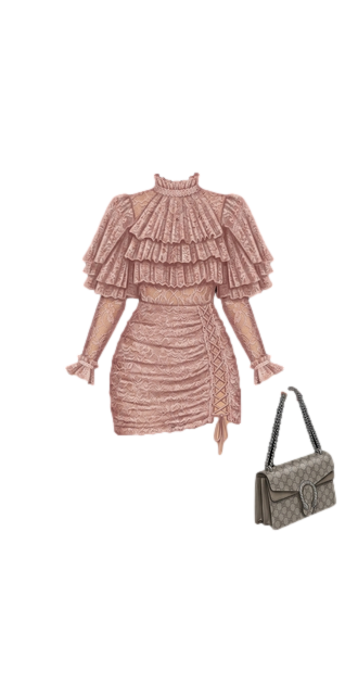 Pink Ruffle Lace Mini Dress