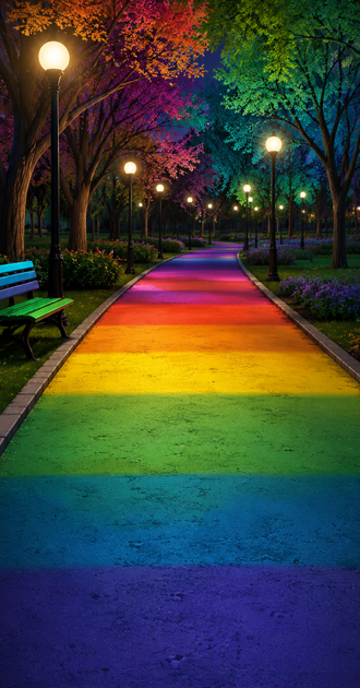 Nighttime Rainbow Path