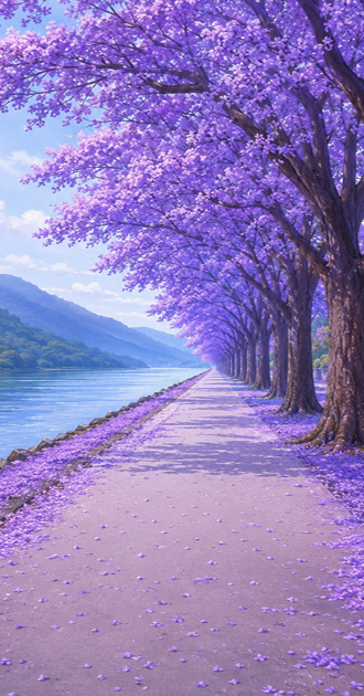 Blossoming Lavender Trees