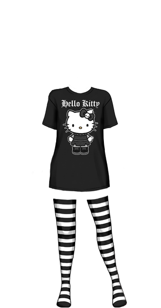Goth Kitty (with striped tights)