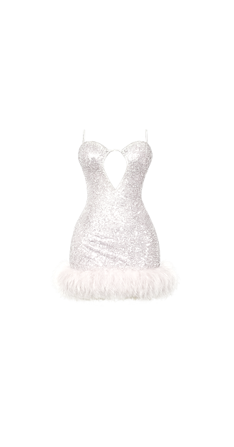 White Crystal Puff Dress
