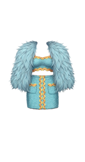 feather trim tweed co-ord set