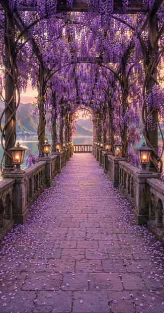 Lavender Trellis Walkway