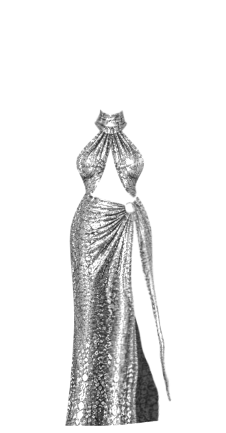 Nazia Silver Sequin Gown