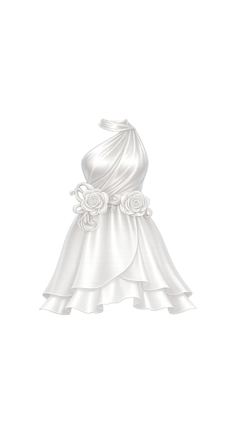 White Satin Rose Gown