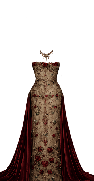 Deep Red Roses Gown