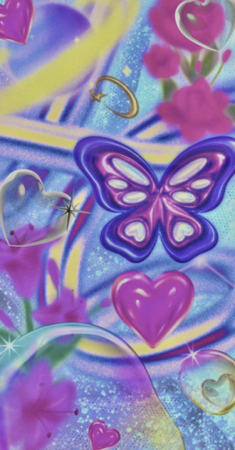 Pastel Butterflies and Hearts