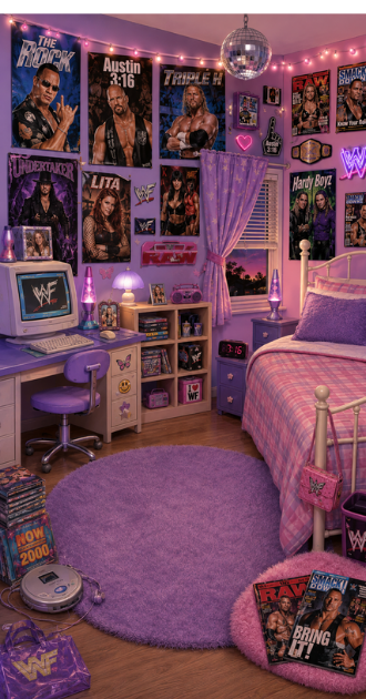 Y2k Wrestling Girly Bedroom Background