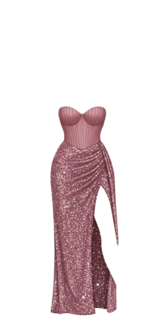 Sequin Corset Slit Gown