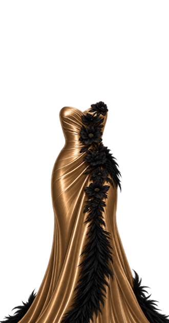 Gold Dress Black Fur