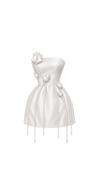 White Rose Silk Dress