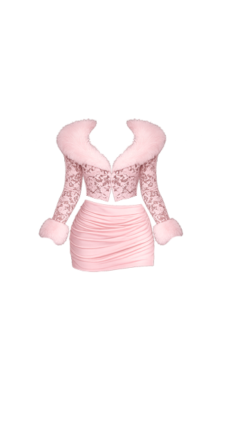 Pale Pink Fuzzy Velvet Lace