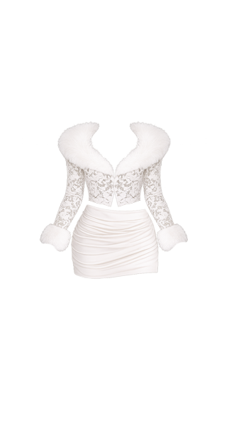 White Fuzzy Velvet Lace