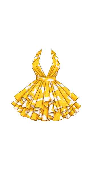 Golden Cascade Ruffle Dress