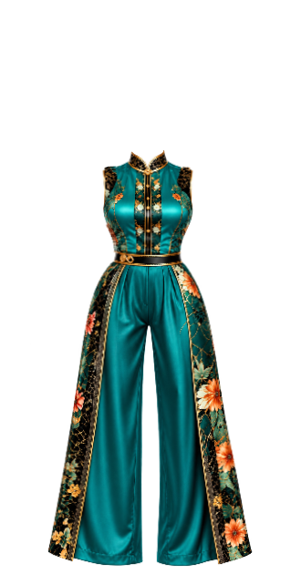 Teal Blossom Jumpsuit