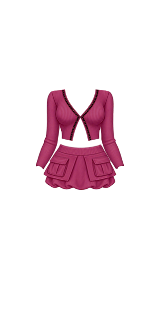 Maroon Ribbed Cardigan & Cargo Skirt
