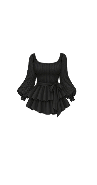 Black Ribbed Ruffle Dress