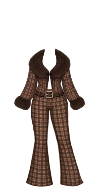 Brown Plaid Pant Set