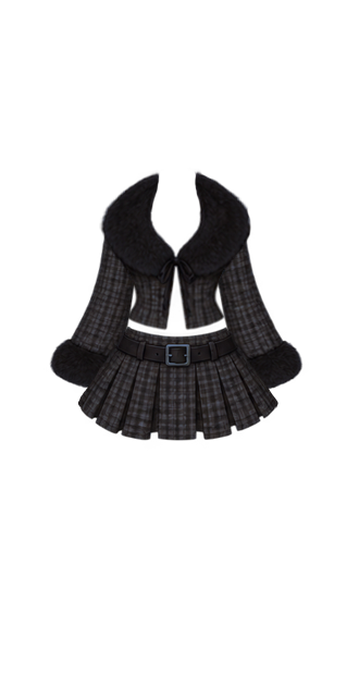 Black Plaid Skirt Set