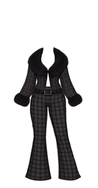 Black Plaid Pant Set