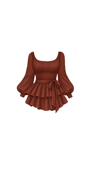 Terracotta Ribbed Ruffle Dress