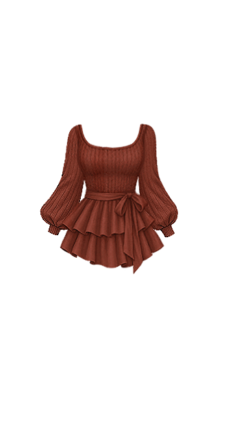 Terracotta Ribbed Ruffle Dress