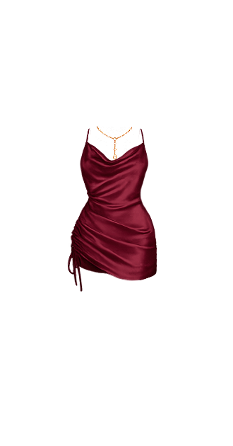 Merlot Satin Slip (w/ Necklace)