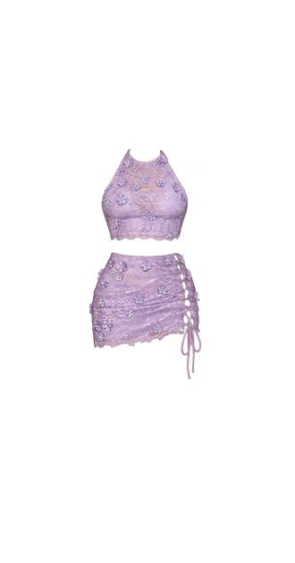 Lavender Floral Appliqué Set