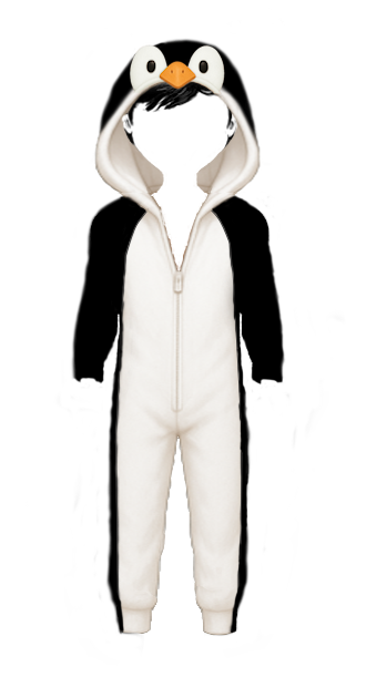Penguin Onesie with Black Nest Hair