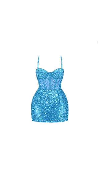 Blue Mermaid Kisses Sequin Gown