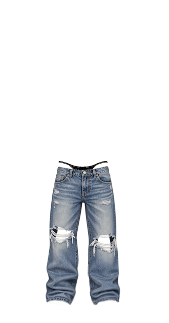 Mens Ripped Jeans with Black Thong