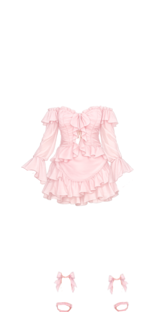 Pastel Pink Ruffles Dress (with heels)