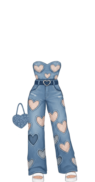 Heart-Stitched Denim Jumpsuit