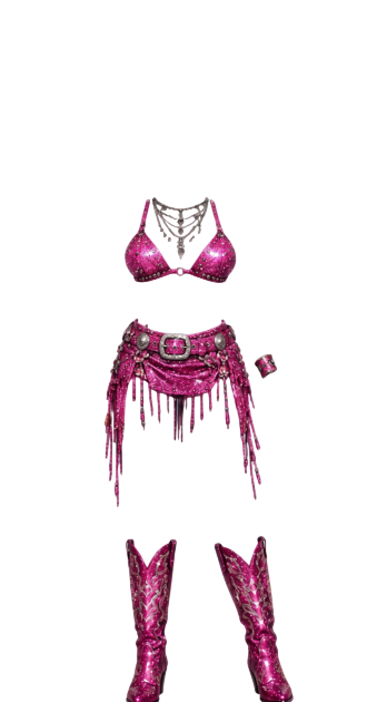 Rancher Cowgirl Country Glitter Pink