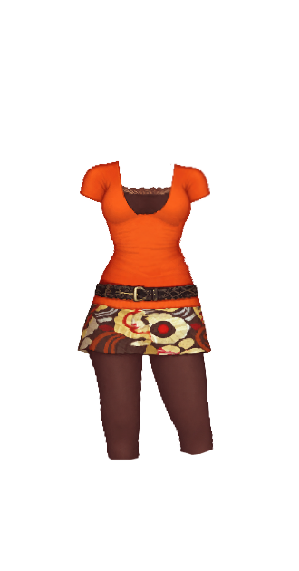Orange Top With Double-Layer Mini