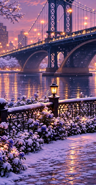 Wintery Park Bridge