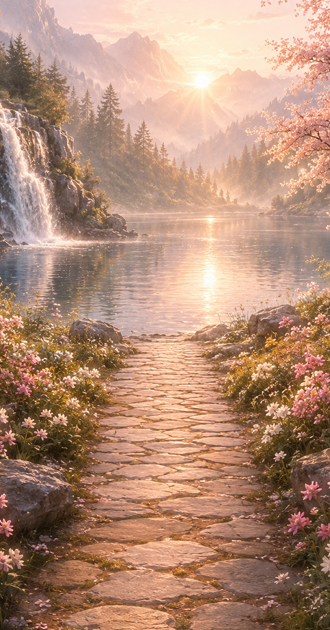 Dreamy Spring Waterfall