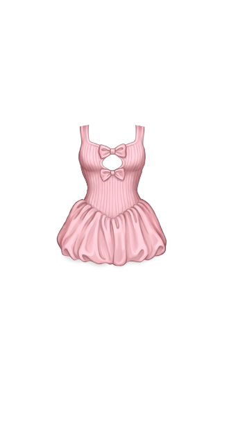 Ribbed Bow-Detail Bubble Dress
