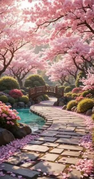 Pink cherry tree