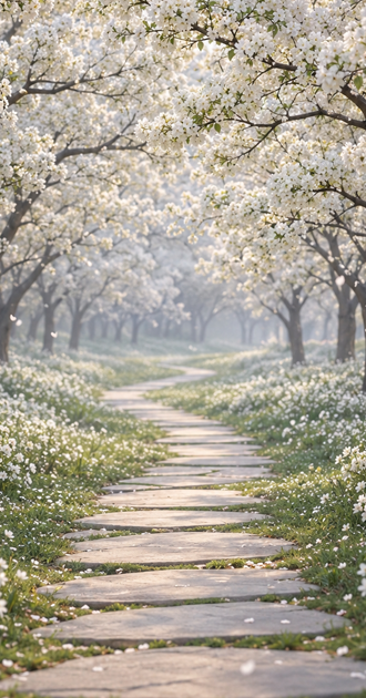 White Magnolia Trees v3